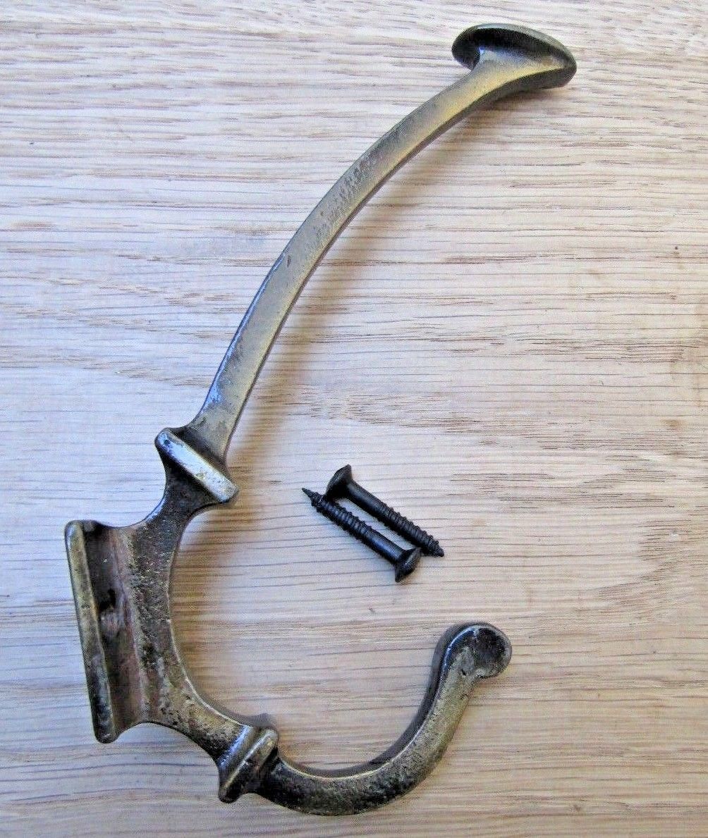 Traditional Spoon End Coat Hook Antique Brass.