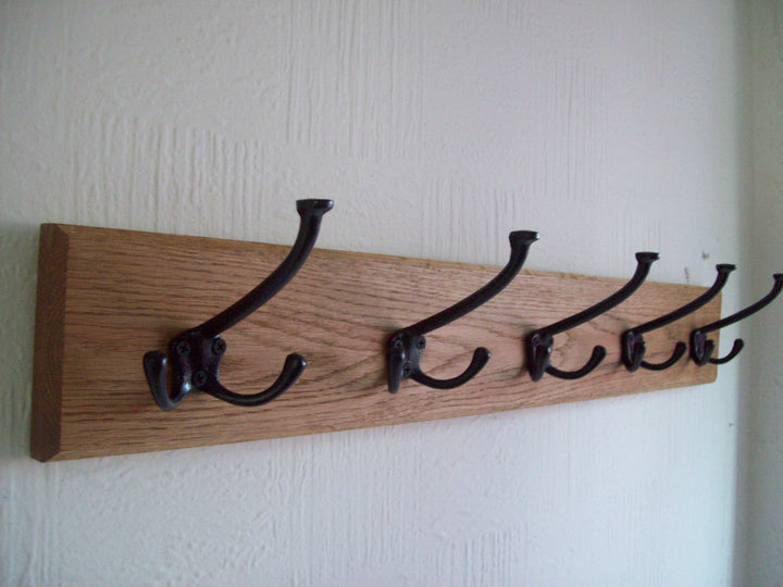 Black Antique Triple Victorian 2 Hook Coat Rail 48cm.
