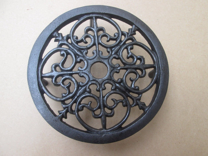 Cast Iron Ornate Round Trivet Antique Iron.