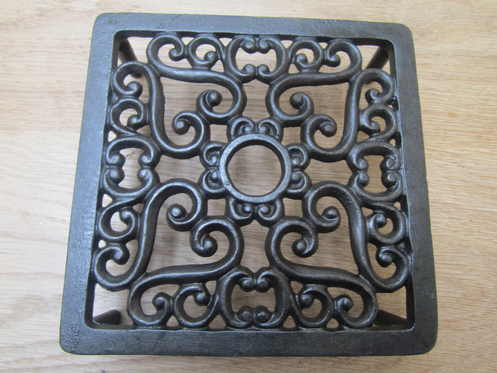 Cast Iron Ornate Square Trivet.