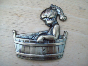 Steel Bathroom Tub Door Sign Antique Brass.