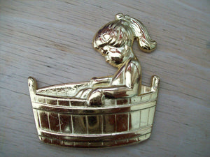 Steel Bathroom Tub Door Sign Brass.