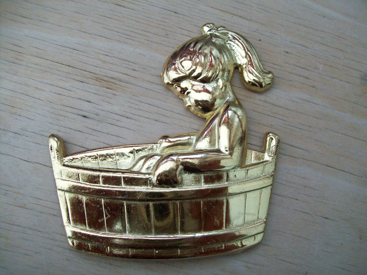 Steel Bathroom Tub Door Sign Brass.