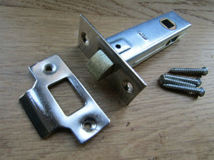 Pack of 3 Tubular Mortice Latch Lock Chrome Nickel.