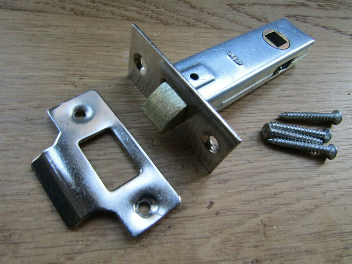 Pack of 3 Tubular Mortice Latch Lock Chrome Nickel.