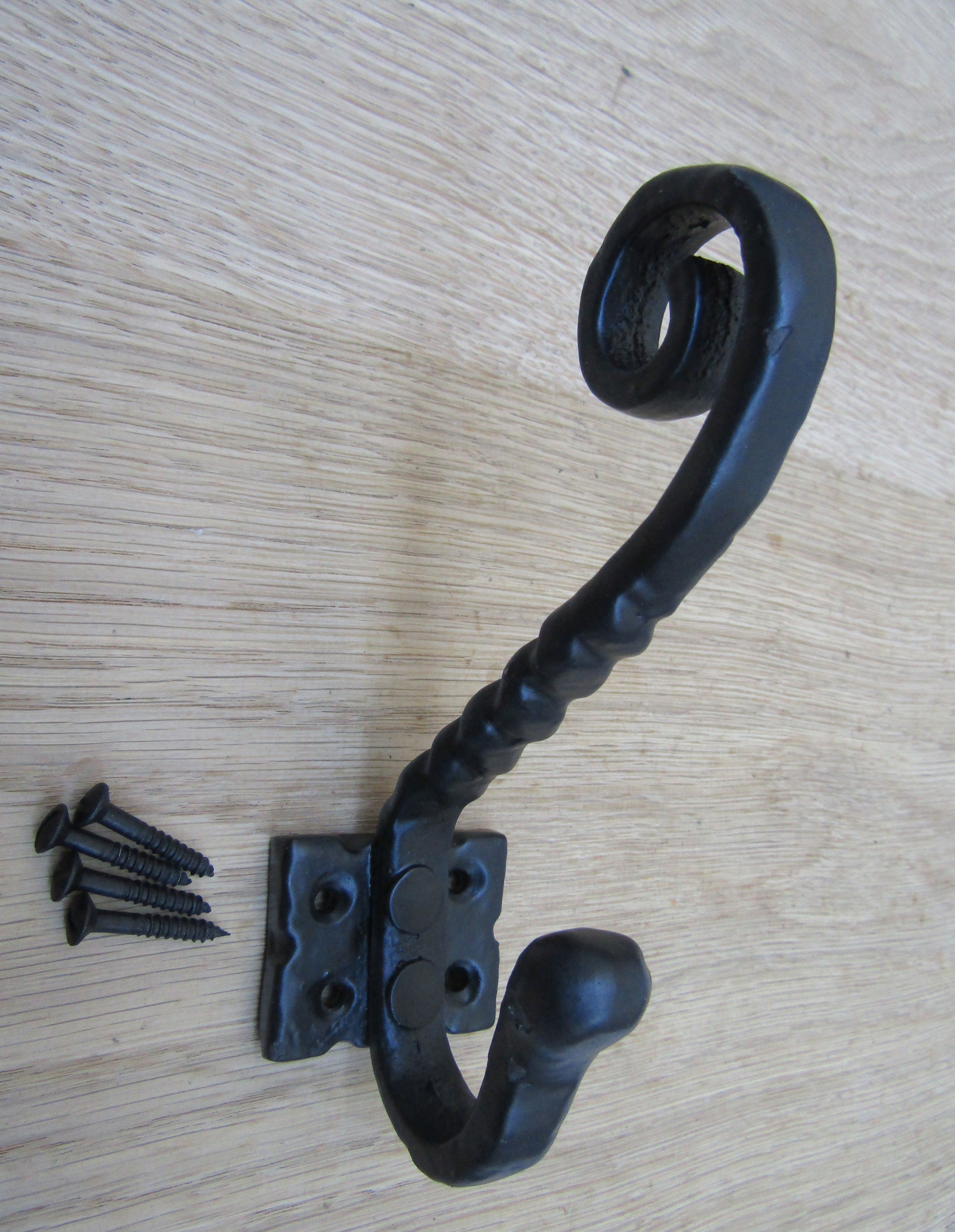 Twisted Gothic Coat Hook Black Antique.