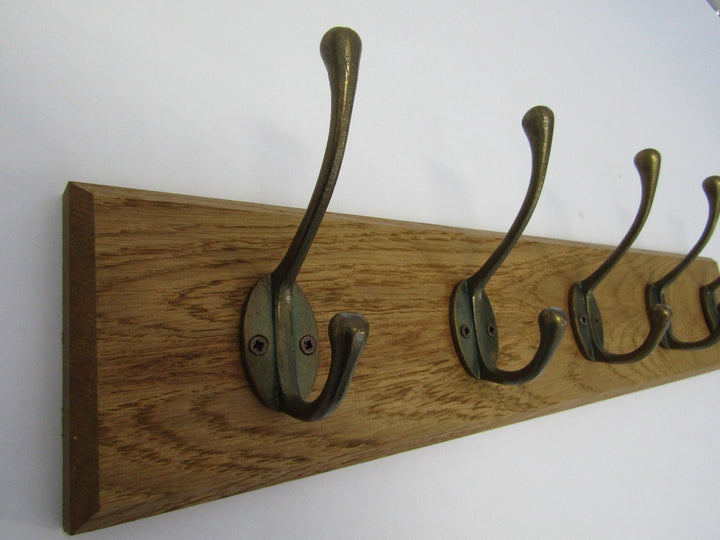 Antique Brass Victorian 8 Hook Coat Rail 88cm.