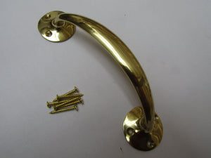 Victorian Bow Cabinet Pull Handle Polished Brass 6inch.