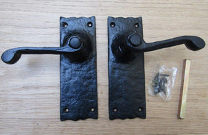 Pair Of Lever Latch Victorian Scroll Handles Black Antique.