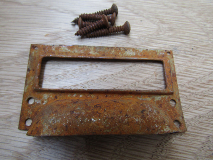 Victorian Steel Filing Cabinet Card Holder rust.