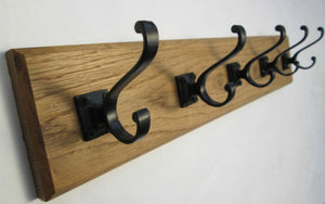 Black Volute Square 9 Hook Coat Rail 98cm.
