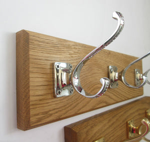 Polished Chrome Georgian Volute Square 9 Hook Coat Rail 98cm.