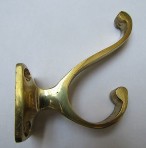 Volute Square Coat Hook Polished Brass.