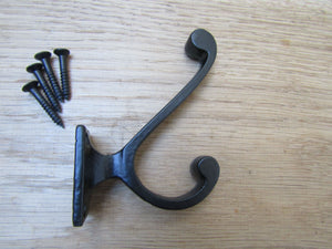 Volute Square Coat Hook Black Antique.