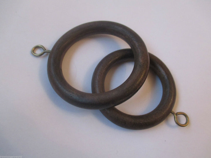 Pack Of 10 Wooden Curtain Pole Rings Dark Walnut 35mm.