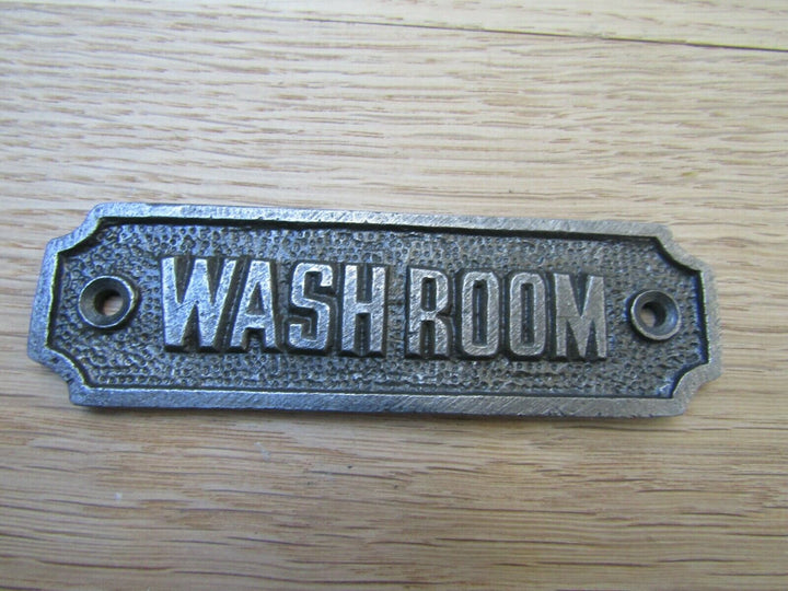 Cast Iron Washroom Plaque.