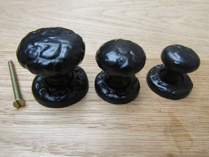 Wenlock Textured Cupboard Knob Black Antique 40mm.