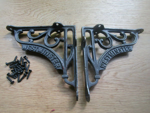 Pair Of 7x7.5inch Westminster Scroll Brackets Antique Iron.