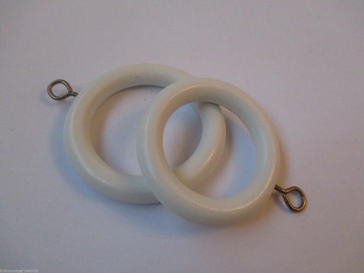 Pack Of 10 Wooden Curtain Pole Rings White 35mm.