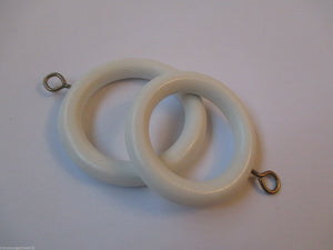Pack Of 10 Wooden Curtain Pole Rings White 45mm.