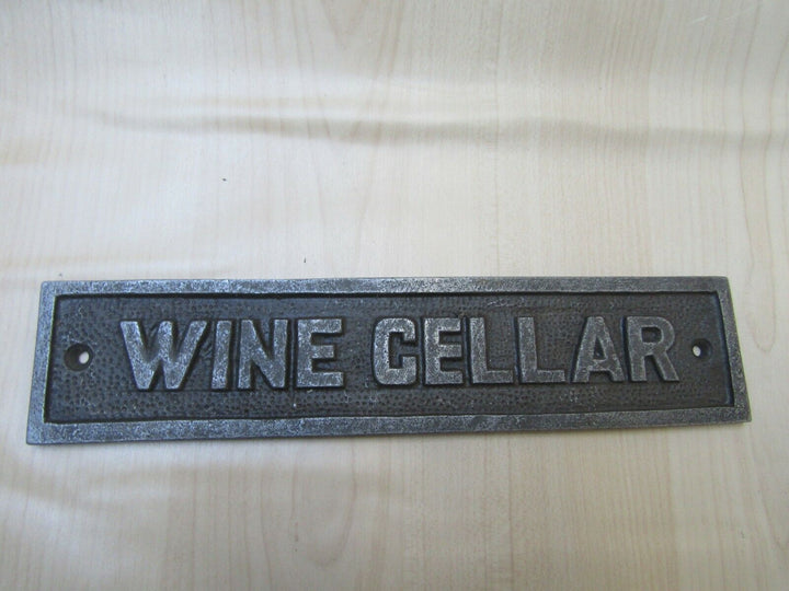 Cast Iron Wine Cellar Plaque.