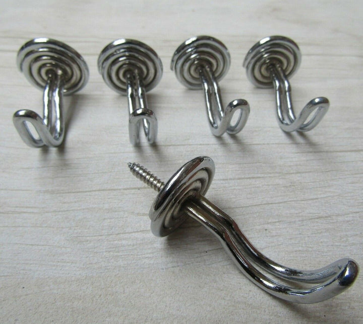 Pack of 5 Wire Swirl cup mug Hook Polished Chrome.