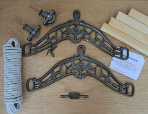 4 Lath Edwardian Antique Iron Ceiling Airer 1.5m.